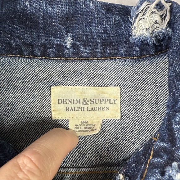 Ralph Lauren Denim & Supply Distressed Rip & Jean Jacket Womens Medium 2 Tone - Picture 5 of 16